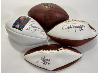 Group Of 4 NFL Legends Signed Footballs Including Legendary Coach John Madden