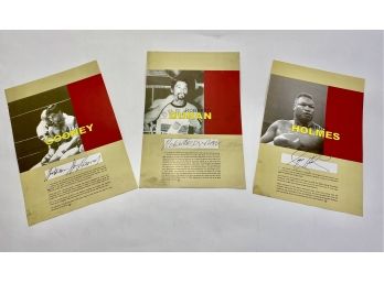 Trio Of Boxing Hall Of Fame Autographs, Larry Holmes, Roberto Duran & Gerry Cooney