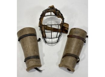 Early 1900's Baseball Cather's Mask & Shin Guards