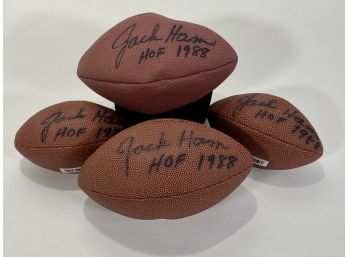 Group Of 4 Jack Hamm, Steeler Hall Of Famer Signed Mini Footballs