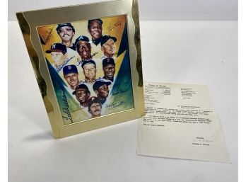 Amazing MLB 500 Home Run Club/Hall Of Fame Signed Mini Poster, Ted Williams, Hank Aaron, Mickey Mantle Etc.