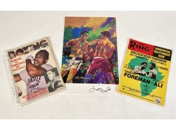 Boxing Hall Of Fame Heavy Weight Champion Autograph Lot, Leon Spinks, Ken Norton, George Forman