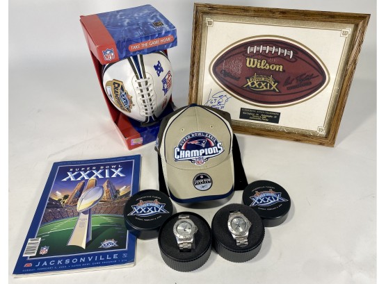 New England Patriots Super Bowl XXXIX (39), Limited Edition Memorabilia Lot, NOS Watches, All New