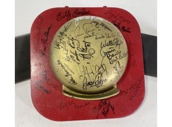Original Boxing Ringside Bell Signed By Over 20 Boxing Hall Of Famers, Jake LaMotta, Ken Norton, Willie Pep