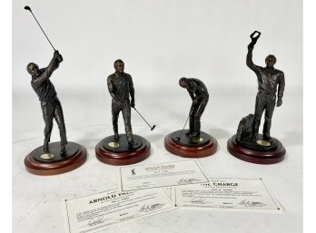 Rare Set Of Arnold Palmer Danbury Mint Bronze Figures With COA's