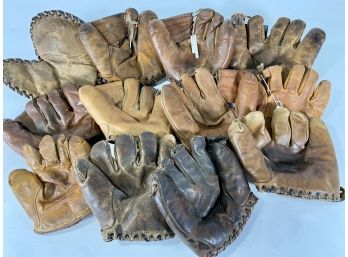Rare Antique Baseball Glove Lot, 1920's To 1950's Represented, Ted Williams, Mickey Mantle Etc. 12 Total