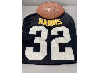 Franco Harris HOF Signed Football & Mitchell & Ness Jersey With Original Tag