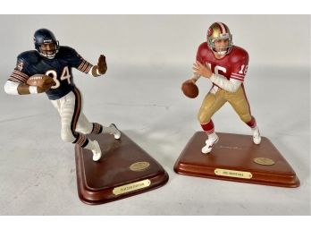 NFL Hall Of Famers Walter Payton & Joe Montana Danbury Mint Figurines