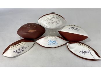 NFL Hall Of Fame Signed Football Lot, Joe Namath, Jim Kelly, Paul Horning, Bob Lilly, Ted Hendricks Etc.