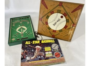 Vintage Baseball Board Game Lot, 1930's-1960's