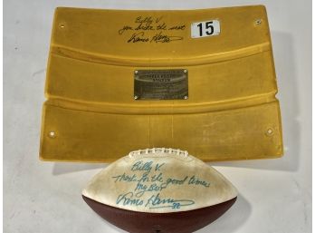 Franco Harris Hall Of Fame Signed Football & Three Rivers Stadium Original Seatback, Pittsburgh Steelers