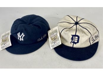 Brand New W/tags Pair Of Cooperstown Collection Throwback Hats, Babe Ruth & Ty Cobb