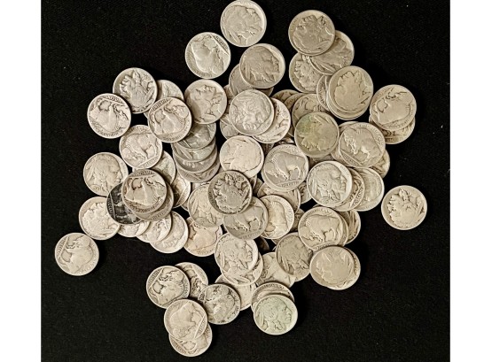Large Lot Of Buffalo Nickels, Various Dates And Conditions