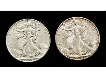 Pair Of 1946 & 1946D Gem BU Walking Liberty Half Dollars