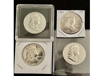 Lot Of Four Franklin Half Dollar Silver Proof Coins, Various Dates