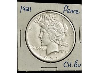 Rare 1921 High Relief Peace Dollar Gem Brilliant Uncirculated, Key Date!