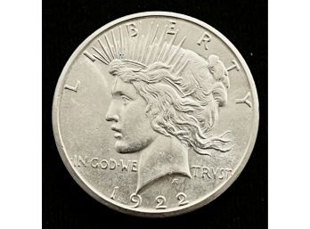 1922S Silver Peace Dollar, Gem BU