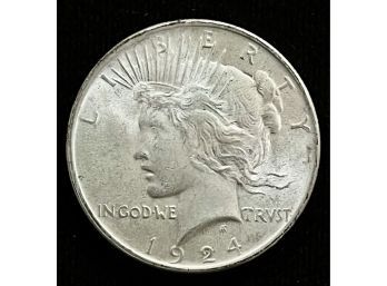 1924 Silver Peace Dollar, AU/BU