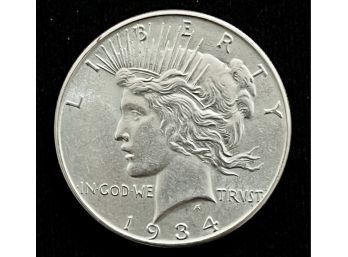 Key Date 1934 Silver Peace Dollar, Gem Brilliant Uncirculated, Gorgeous