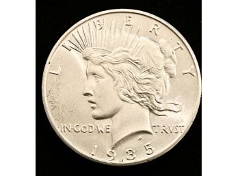 1935 Silver Peace Dollar, Gem Brilliant Uncirculated