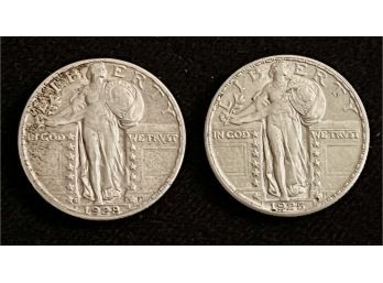 Pair Of Standing Liberty Quarters, 1928S & 1925, VF-XF Condition