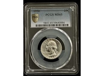 1950 Silver Washington Quarter Graded PCGS MS-65