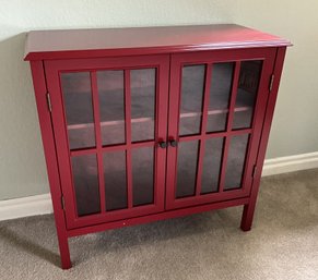 Red Cabinet With Glass Doors