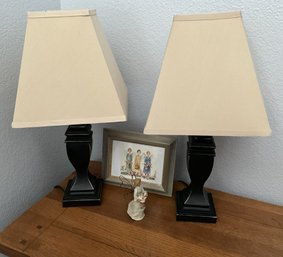 Pair Of Lamps, Angel Picture And Figurine