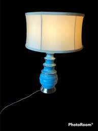 MCM 1950s Teal Lamp With Gold Accents