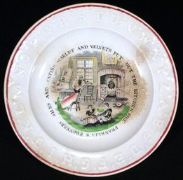ANTIQUE CHILDREN'S ABC PLATE WITH TRANSFER DESIGN, J & G MEAKIN, ENGLAND, 19TH CENTURY