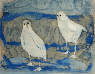 J. PARKER (AMERICAN, MID 20TH CENTURY): SHORE BIRDS, FRAMED ACRYLIC AND MIXED MEDIA ON PAPER