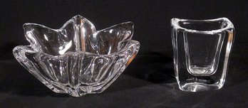 TWO VINTAGE SIGNED CRYSTAL ITEMS BY DAUM, FRANCE