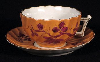 FOUR ANTIQUE PORCELAIN DEMITASSE CUP AND SAUCER SETS, 19TH - EARLY 20TH CENTURY