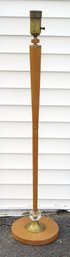 VINTAGE WOOD AND GLASS TORCHIERE-STYLE FLOOR LAMP, CIRCA 1950s