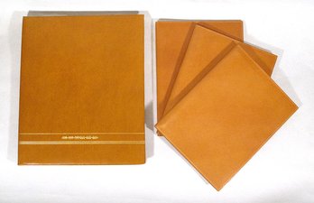FOUR VINTAGE PORTFOLIO-STYLE LEATHER PICTURE OR DOCUMENT FRAMES, MID 20TH CENTURY