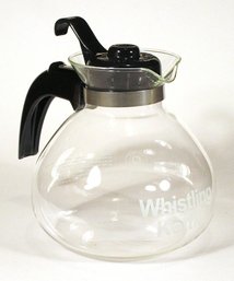 NEW MEDELCO GLASS CAFE BREW COLLECTION WHISTLING TEAKETTLE WITH WIRE HEAT DIFFUSER
