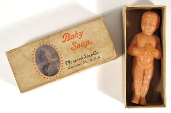 SCARCE ANTIQUE FIGURAL BABY SOAP IN BOX, CIRCA 1895 - 1905