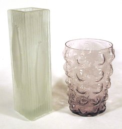 TWO VINTAGE GLASS VASES, MID 20TH CENTURY