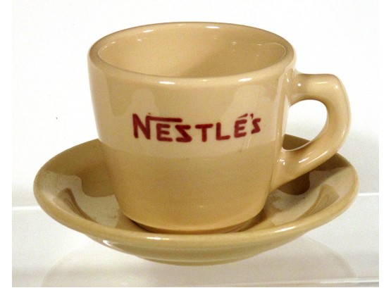 LOT OF SIX VINTAGE NESTLE'S ADVERTISING RESTAURANT WARE CUP AND SAUCER SETS, CIRCA 1930s - 40s