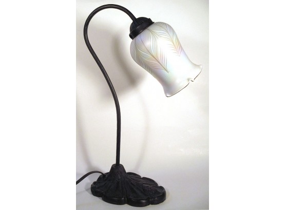 QUOIZEL TABLE OR DESK LAMP WITH PULLED FEATHER SHADE ATTRIBUTED TO TODD PHILLIPS