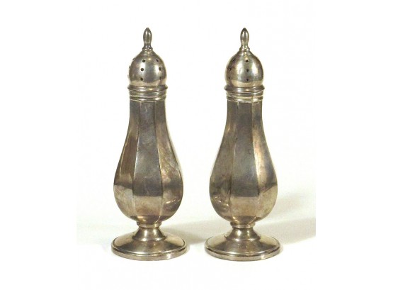 VINTAGE STERLING SILVER SALT AND PEPPER SHAKERS BY M. FRED HIRSCH, CIRCA 1920 - 45