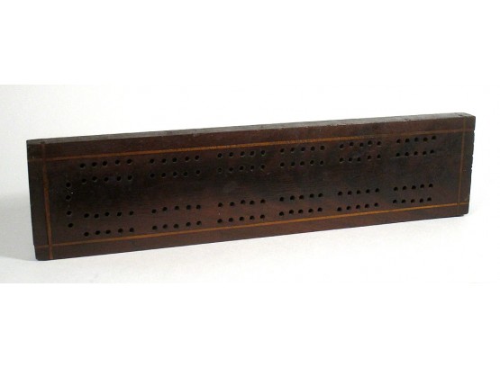 ANTIQUE INLAID ROSEWOOD CRIBBAGE BOARD, AMERICAN, 19TH CENTURY