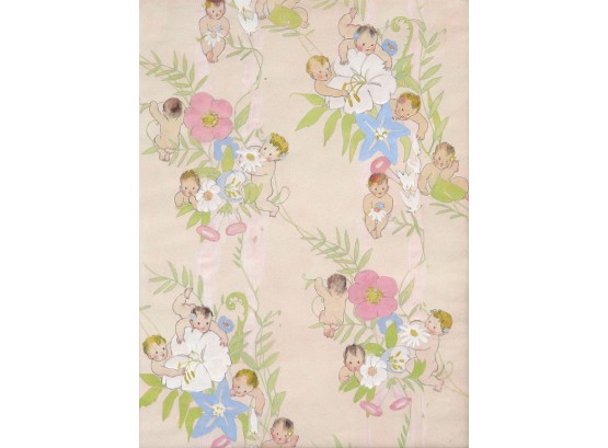 BERNADINE CUSTER (AMERICAN, 1900 - 1991): 'BABIES AND FLOWERS,' WATERCOLOR/GOUACHE PAINTING, CIRCA 1935