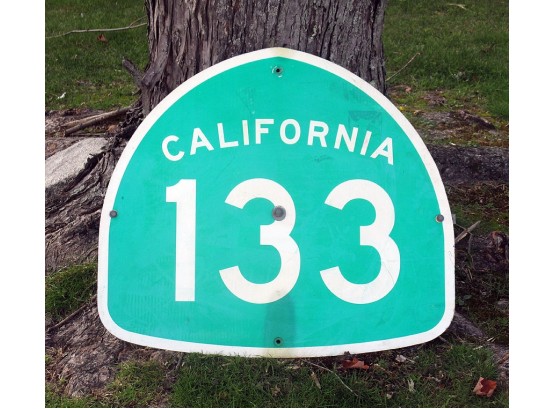 LARGE ORIGINAL VINTAGE DECOMMISSIONED ROAD SIGN FROM CALIFORNIA STATE ROUTE 133