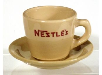 LOT OF SIX VINTAGE NESTLE'S ADVERTISING RESTAURANT WARE CUP AND SAUCER SETS, CIRCA 1930s - 40s