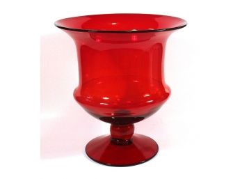FINE VINTAGE RED BLOWN GLASS CAMPANA-FORM CHAMPAGNE/WINE COOLER, POSSIBLY MURANO, MID-20TH CENTURY