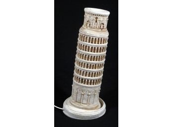 IMITATION ALABASTER LEANING TOWER OF PISA TABLE LAMP