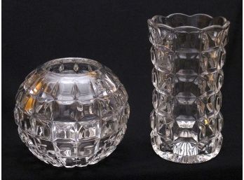 TWO DIFFERENT VINTAGE VASES IN THE MONTICELLO PATTERN BY IMPERIAL GLASS CO., EARLY-TO-MID 20TH CENTURY