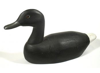 VINTAGE HAND-CARVED DUCK DECOY WITH GLASS EYES, NEW ENGLAND