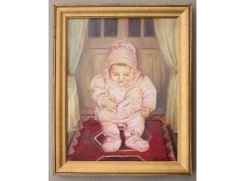 GEORGE CHEN (CHINESE-AMERICAN, CONTEMPORARY, MASSACHUSETTS): 'BABY IN PINK,' OIL ON CANVAS, 1988